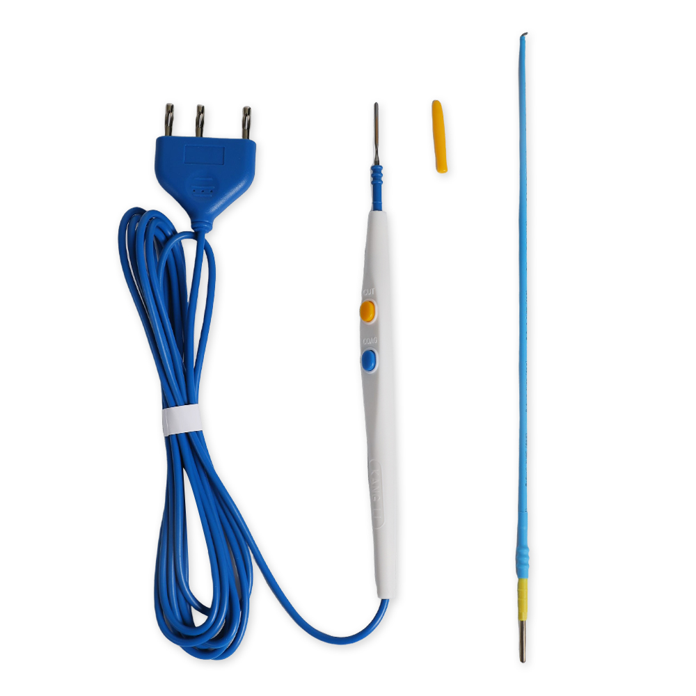 250mm Hook Blade Non-stick Coating Stainless Steel Hand Switch Type Disposable Surgical Electrode Pencil